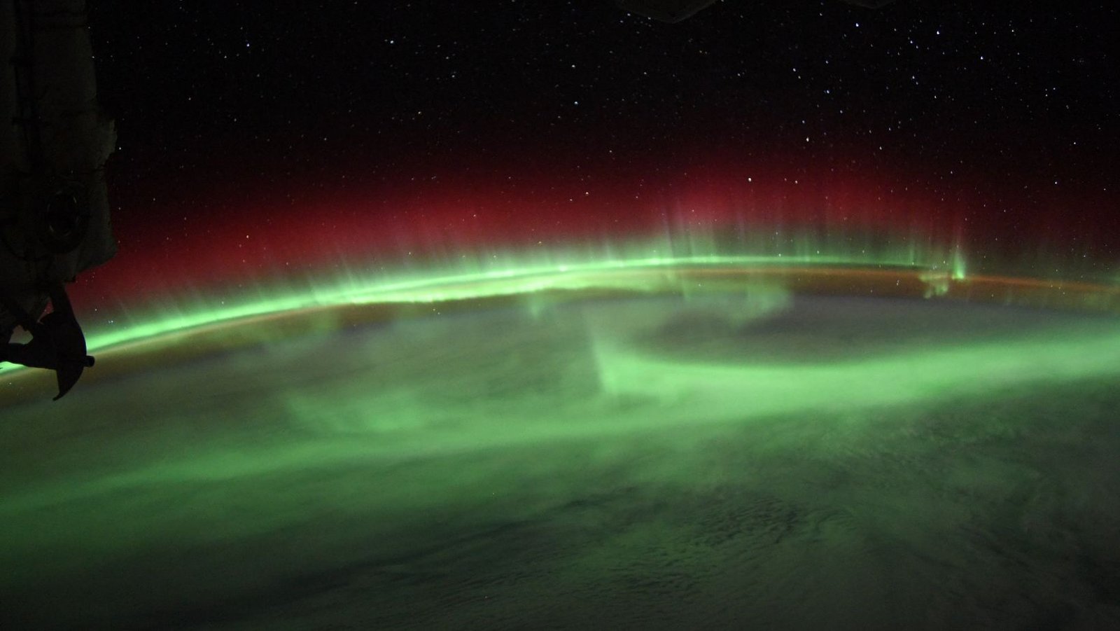From space, an astronaut notices a bright aurora storm